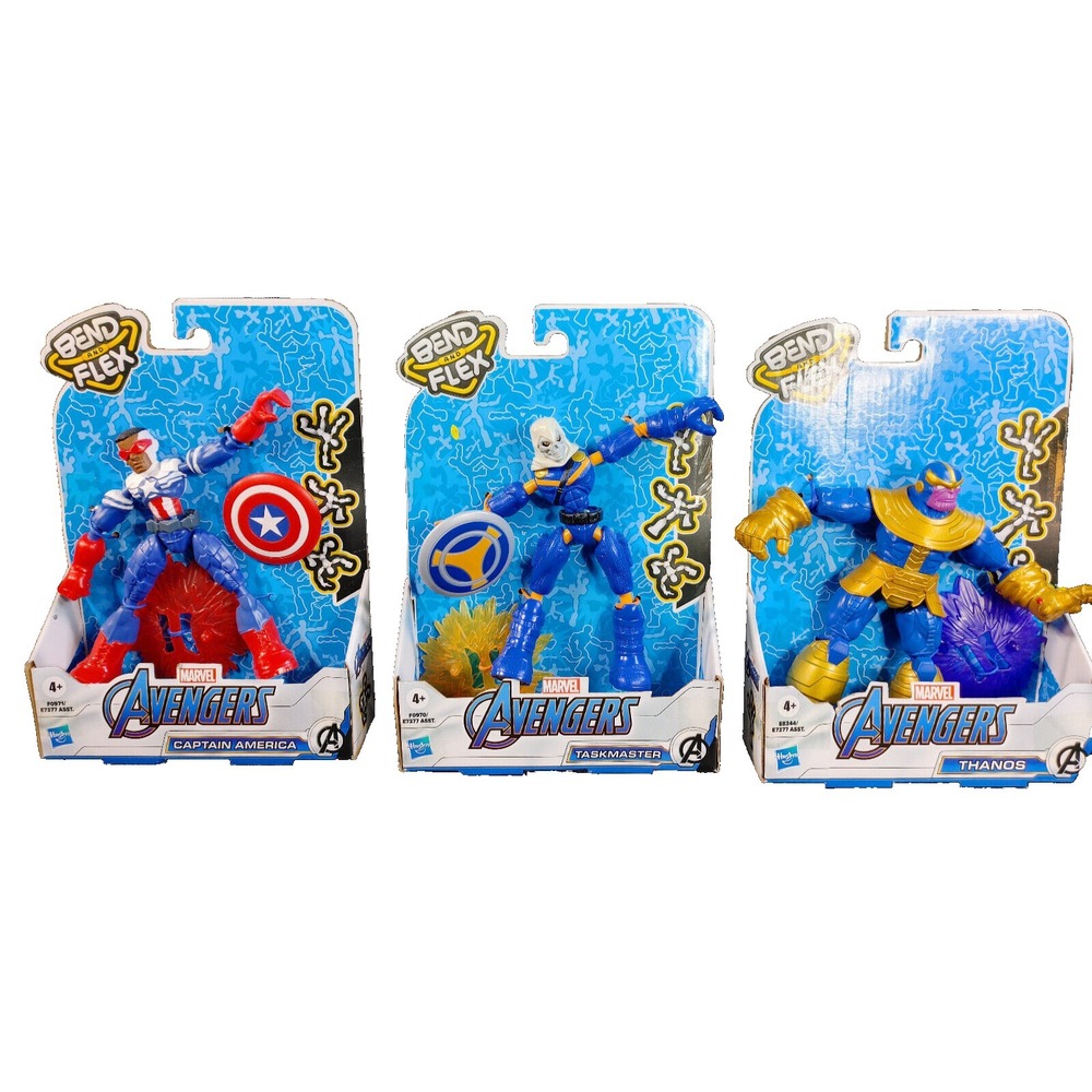 Marvel Avengers Captain America Thanos Taskmaster Bend & Flex Action Figures